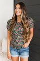 Eager For The Day Floral Top- Hunter Green