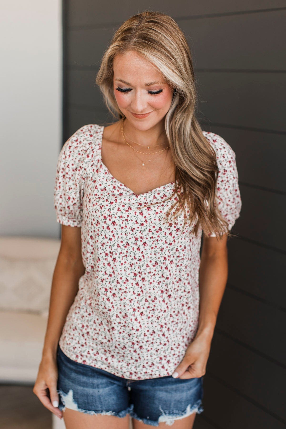Caught Feelings Floral Top- Ivory