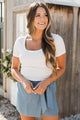 Early Mornings Ruched Top- White