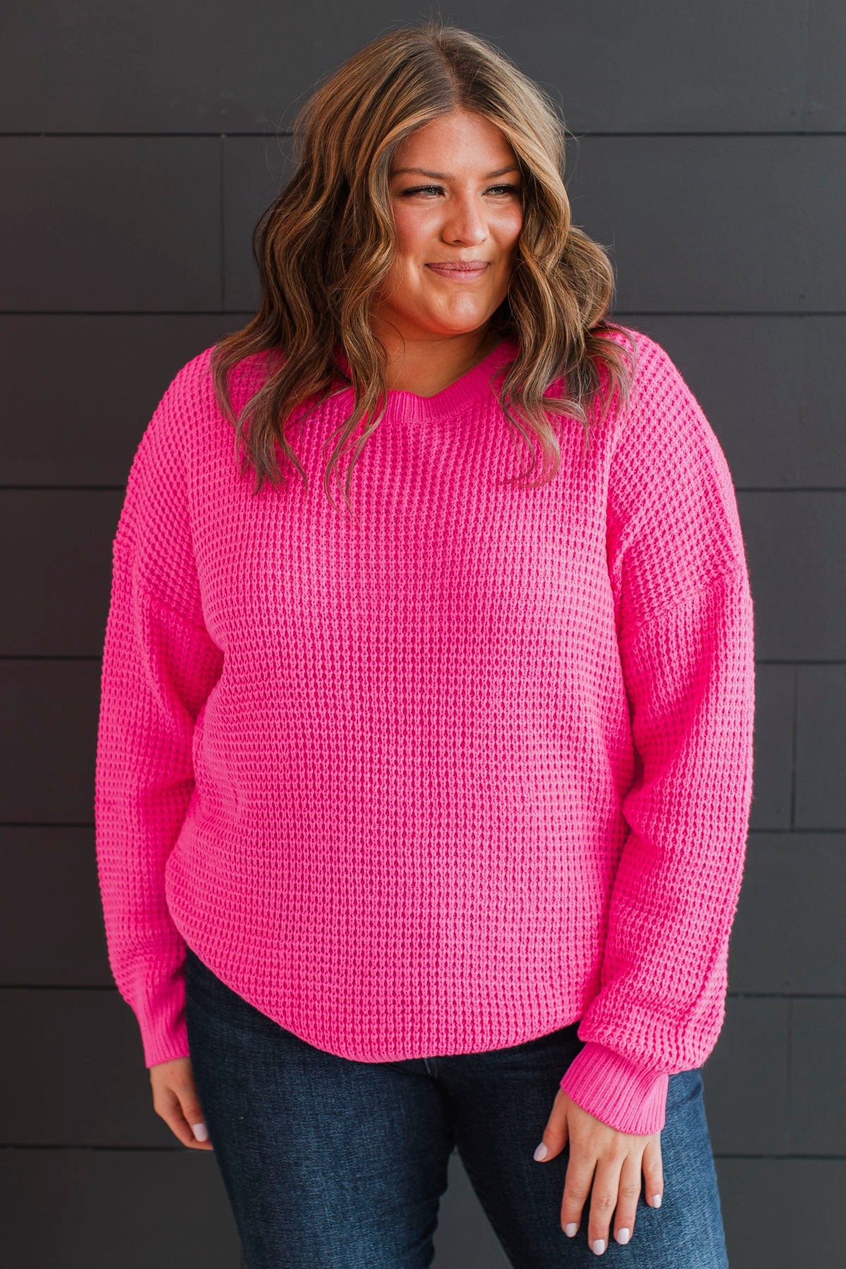 Captivating In Color Knit Sweater Neon Pink The Pulse Boutique