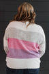 Only For Today Color Block Sweater- Grey & Pink