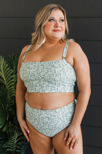 Sandy Shores High-Rise Swim Bottoms- Mint Floral