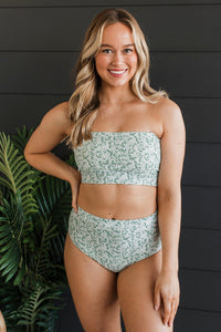 Sandy Shores High-Rise Swim Bottoms- Mint Floral