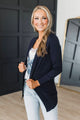 Sweet Devotion Open Front Knit Cardigan- Dark Navy