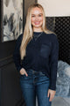Cause A Commotion Knit Sweater- Navy