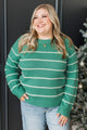 Beyond Grateful Stitch Stripe Sweater- Jade