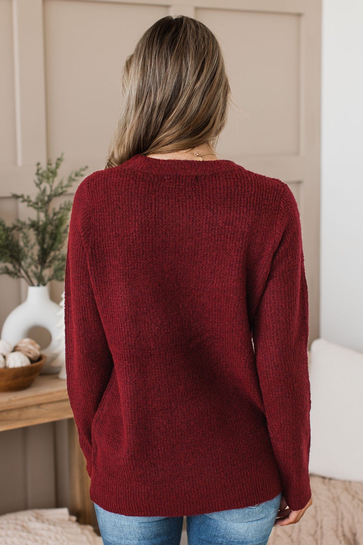 Simply Unforgettable Knit Sweater- Burgundy