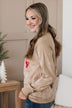 "Happy Always" Bleached Long Sleeve Top- Tan