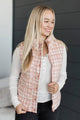 For You Always Plaid Puffer Vest- Dusty Pink