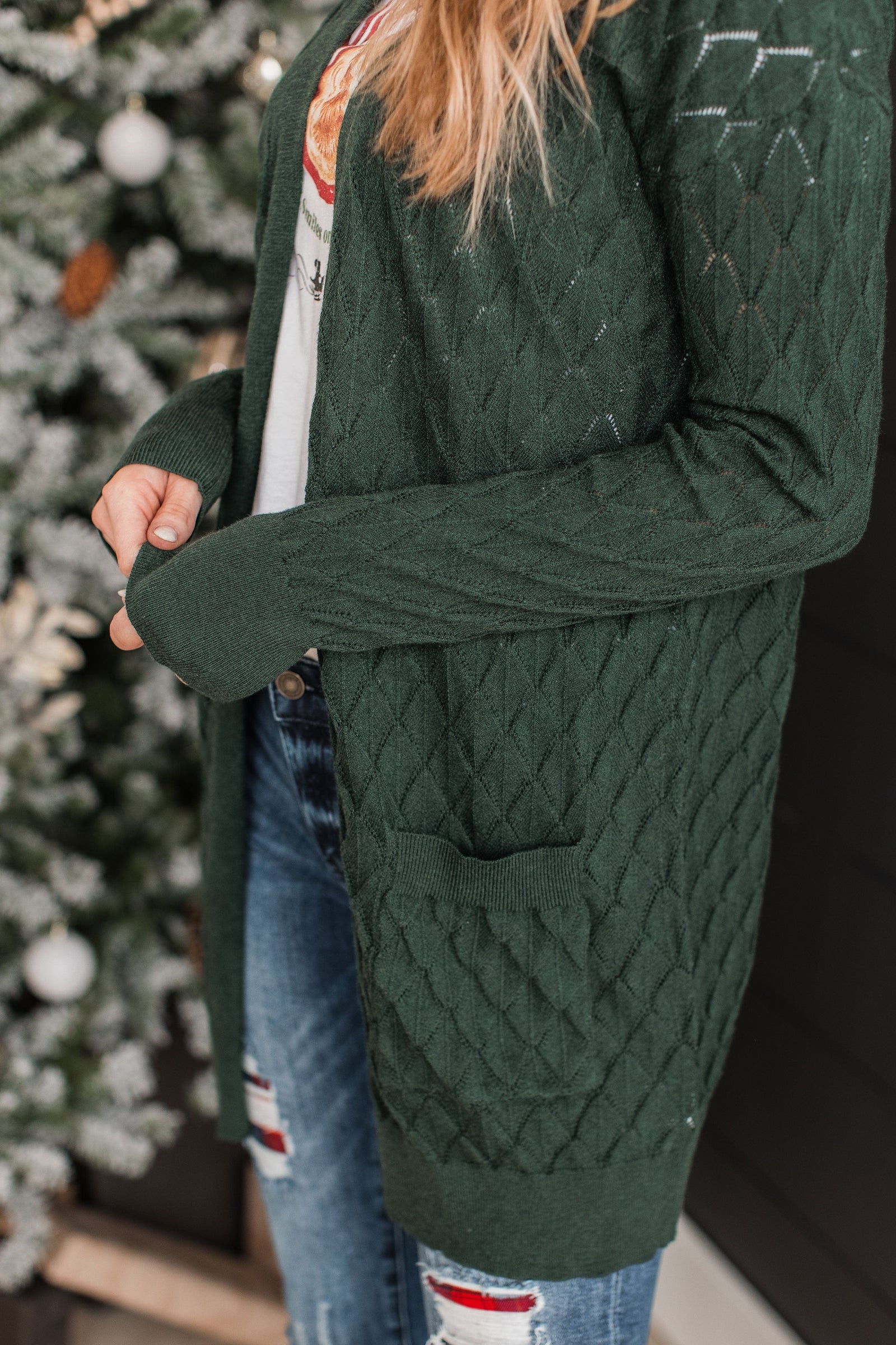 Time Stands Still Knit Cardigan- Hunter Green