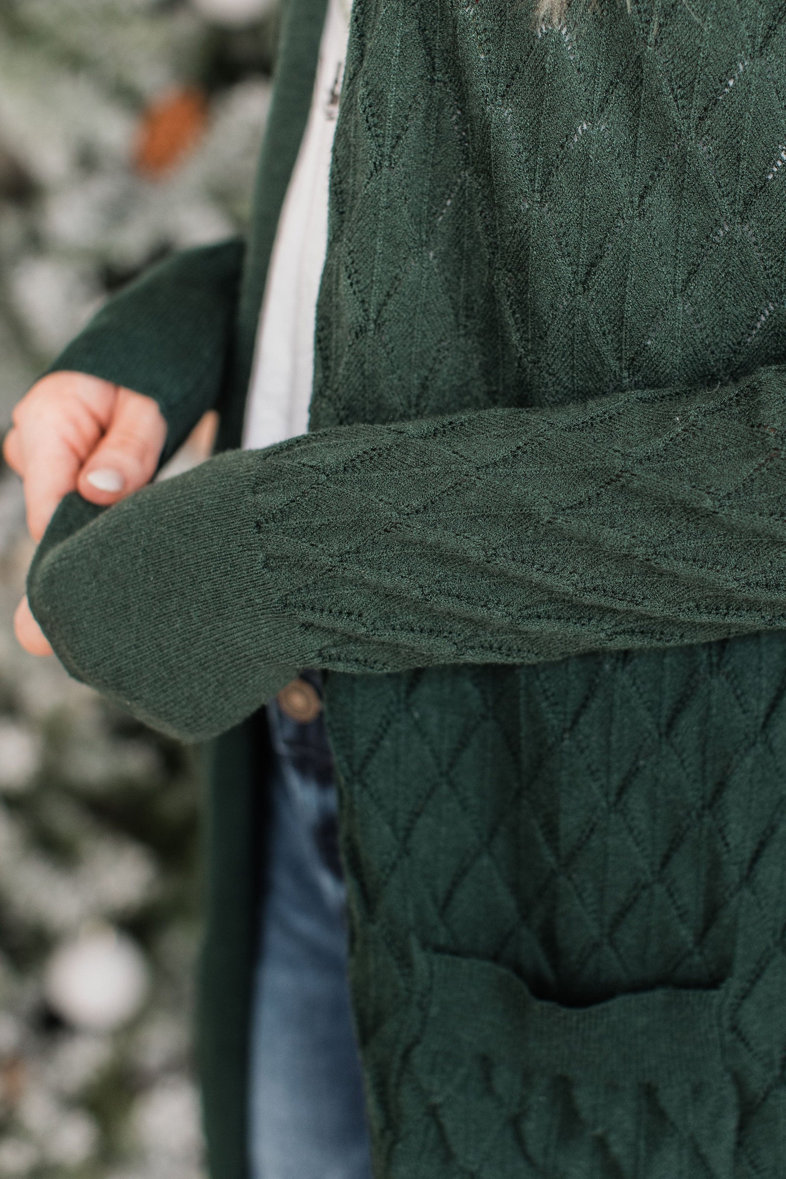 Time Stands Still Knit Cardigan- Hunter Green