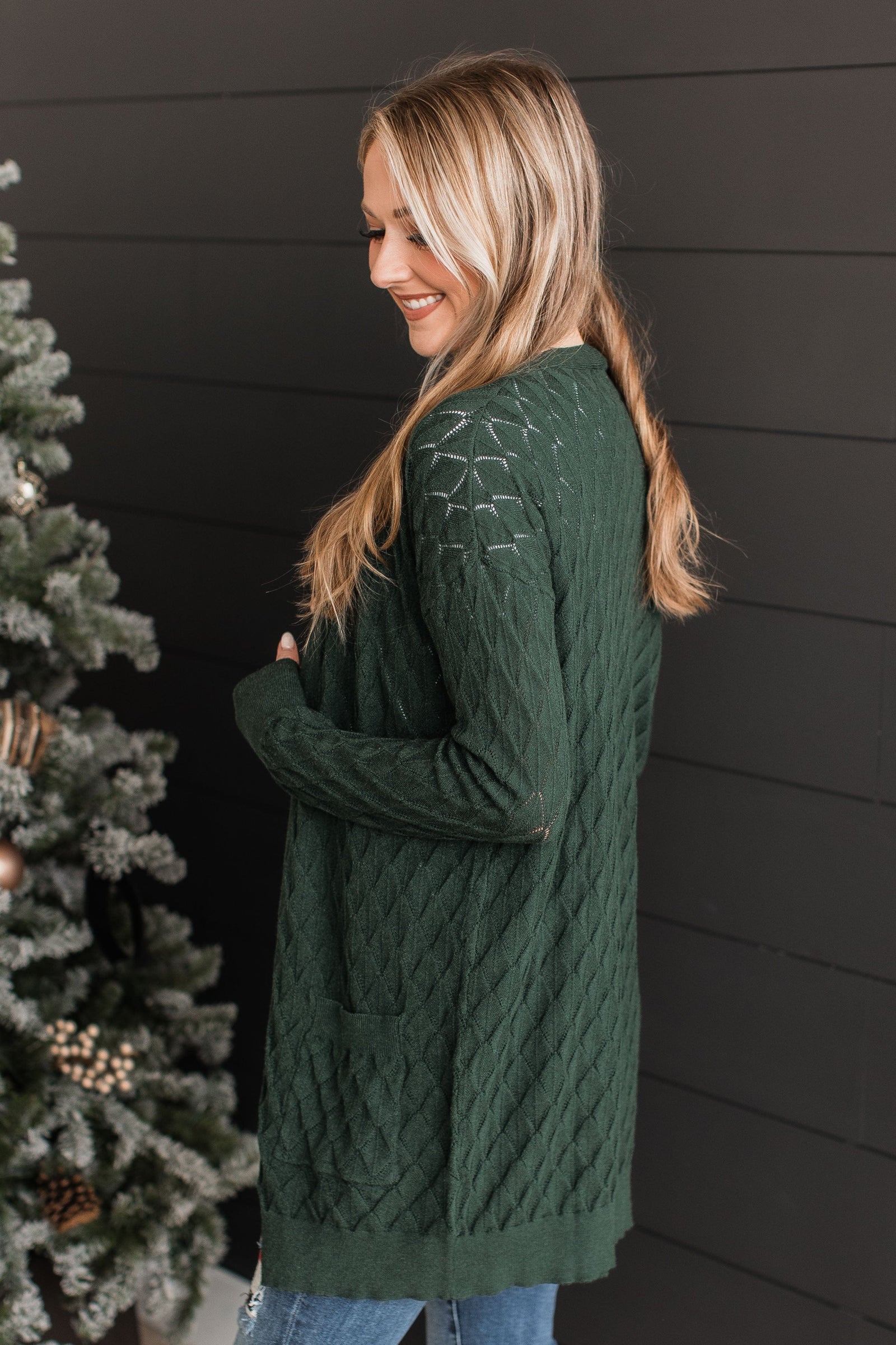 Time Stands Still Knit Cardigan- Hunter Green