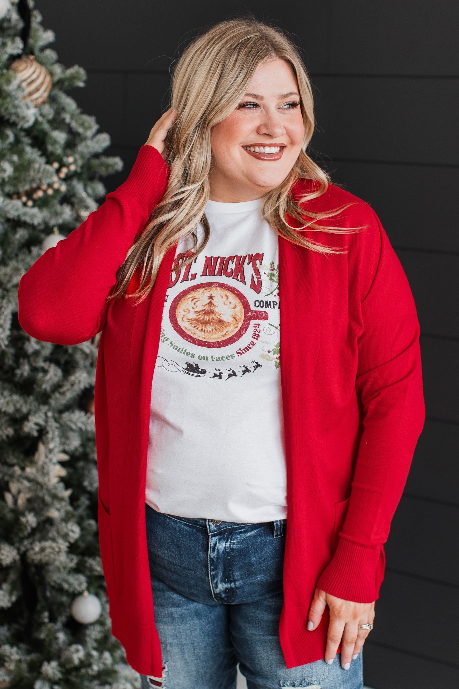 Time To Be Alive Drape Cardigan- Red