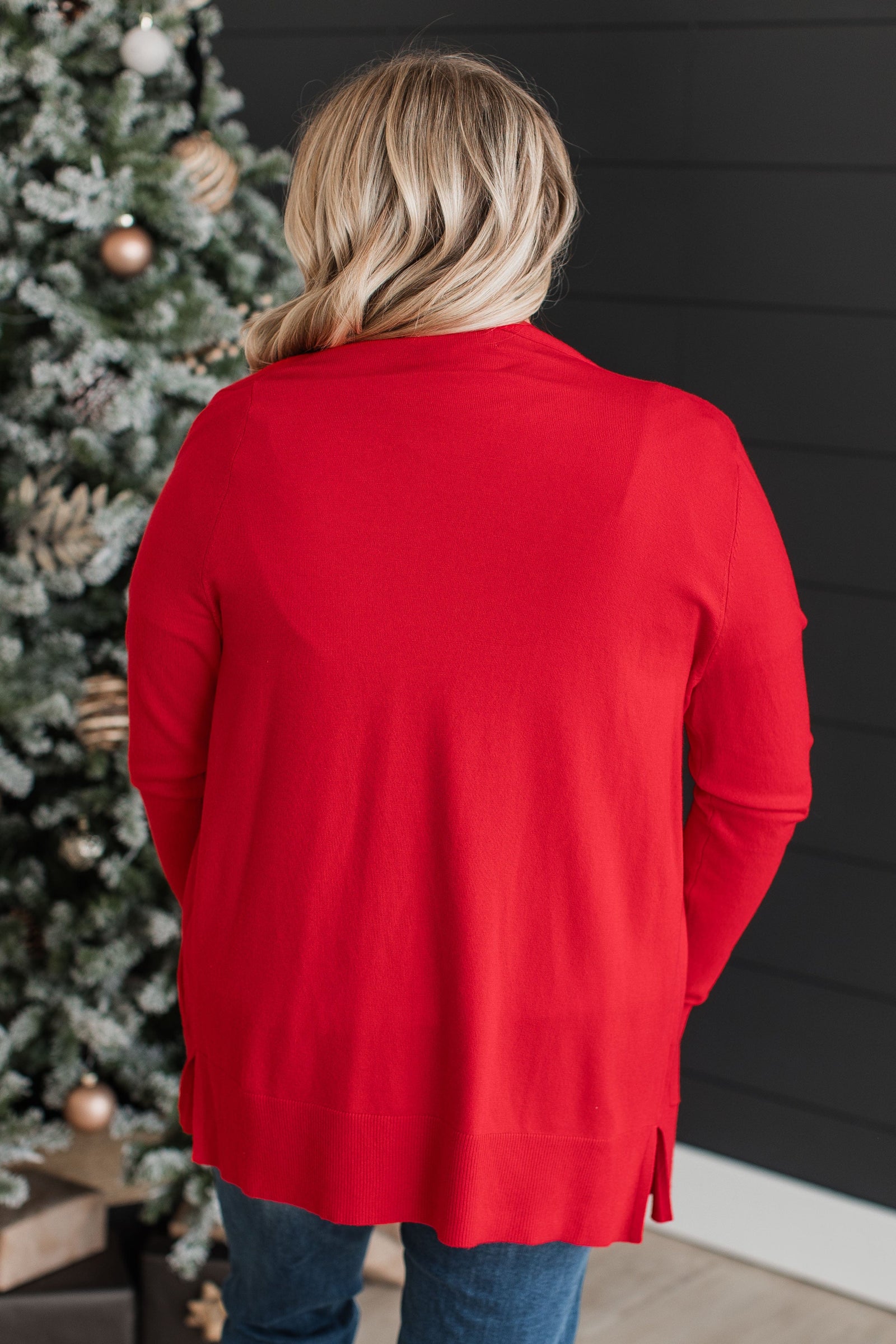 Time To Be Alive Drape Cardigan- Red