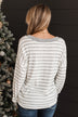 Look Within Striped Knit Top- Heather Grey & Ivory