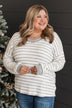 Look Within Striped Knit Top- Heather Grey & Ivory