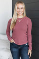 Looking Great Long Sleeve Ribbed Top- Marsala