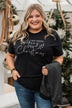 "Have Yourself A Merry Little Christmas" Glitter Graphic Top- Black