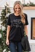 "Have Yourself A Merry Little Christmas" Glitter Graphic Top- Black