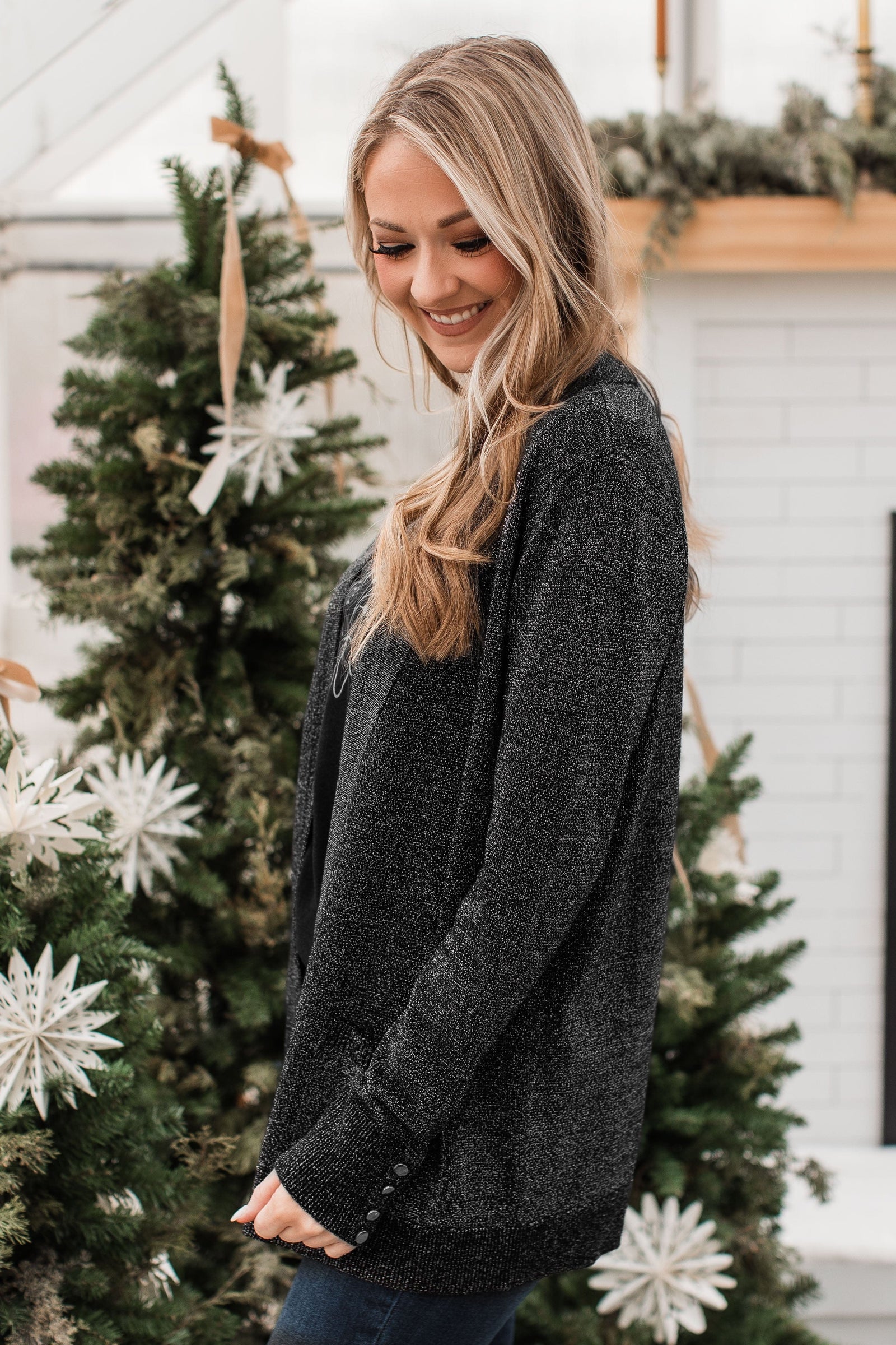 Love Without End Lurex Knit Cardigan- Black