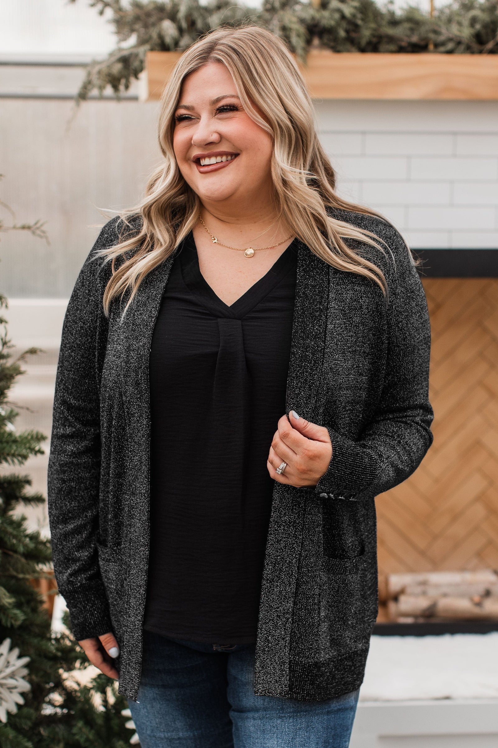 Love Without End Lurex Knit Cardigan- Black