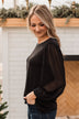Grand Entrance Shimmer Sleeve Top- Black