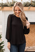 Grand Entrance Shimmer Sleeve Top- Black
