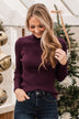 I Must Confess Mock Neck Sweater- Dark Plum