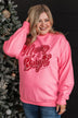 "Merry & Bright" Crew Neck Pullover- Neon Pink