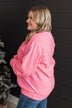 "Merry & Bright" Crew Neck Pullover- Neon Pink
