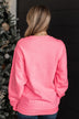 "Merry & Bright" Crew Neck Pullover- Neon Pink
