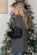 Bid You Farewell Ribbed Button Top- Charcoal
