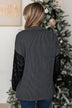 Bid You Farewell Ribbed Button Top- Charcoal
