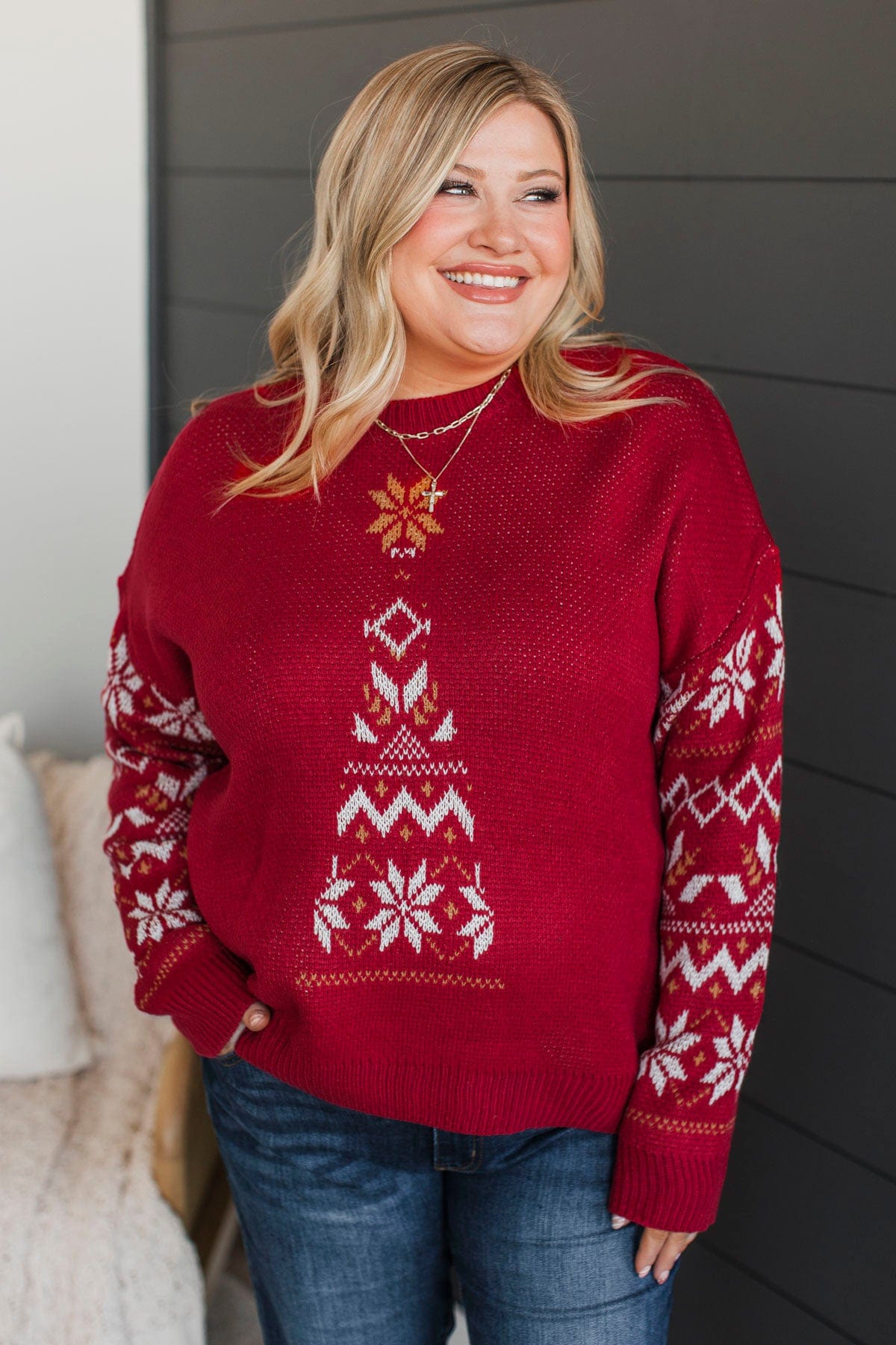 Countdown To Christmas Knit Sweater- Red - Main Image