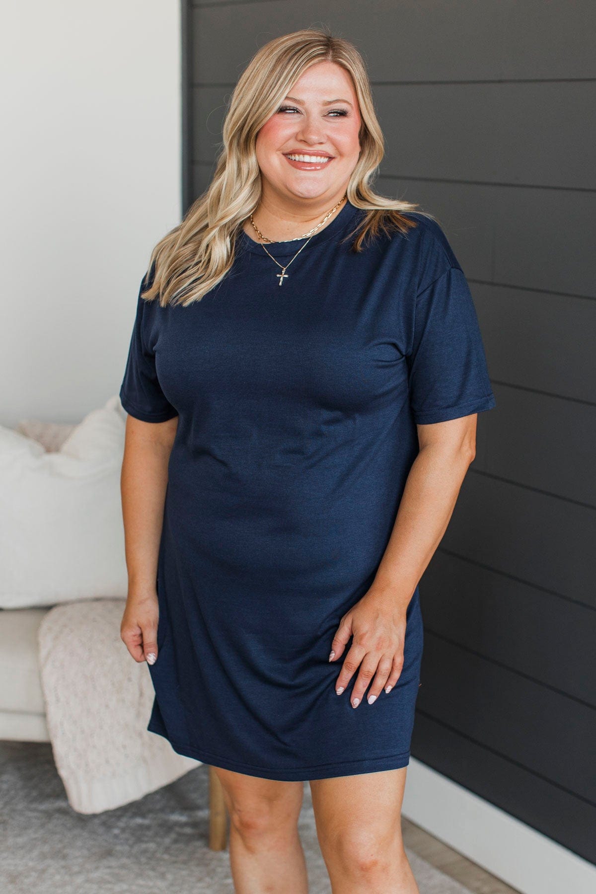 Always In Tune T-Shirt Dress- Navy Always In Tune T-Shirt Dress- Navy