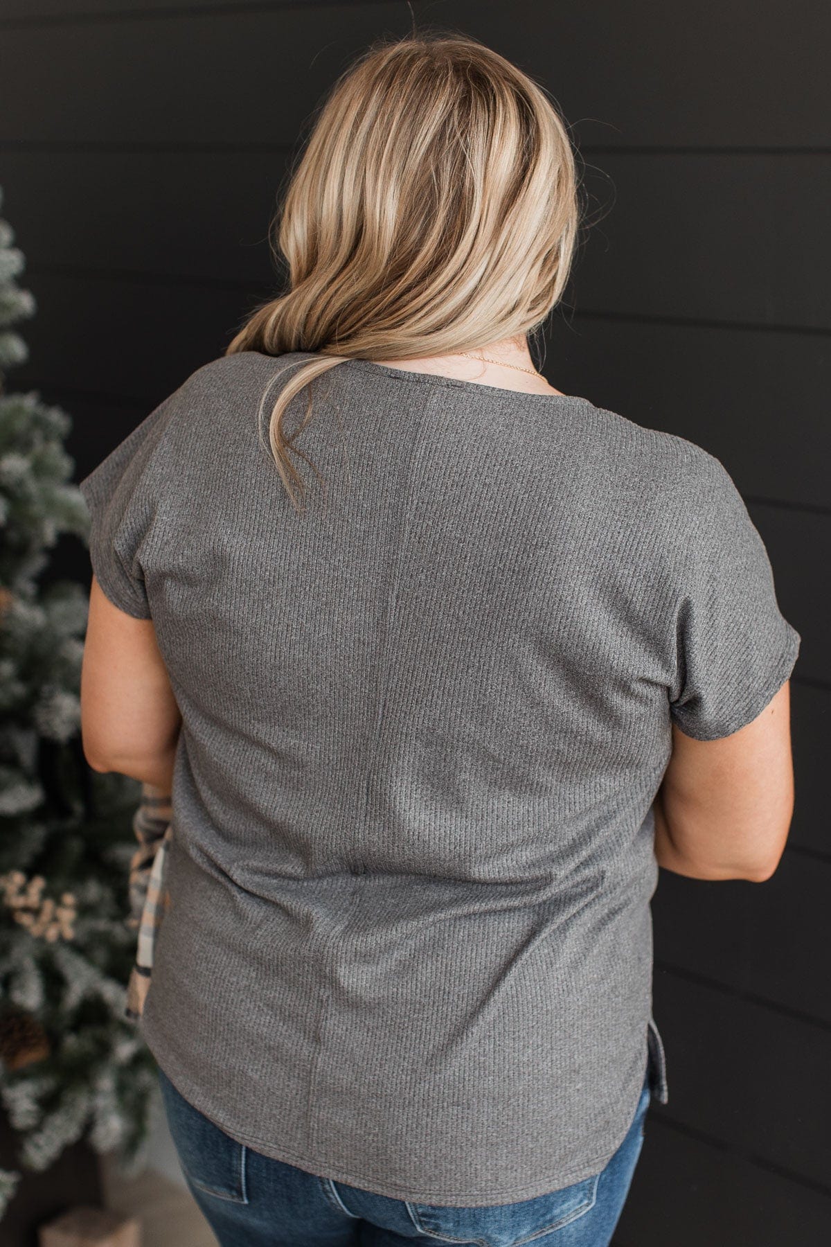 Wrapped Around Your Finger Knit Top- Charcoal