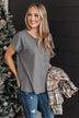 Wrapped Around Your Finger Knit Top- Charcoal