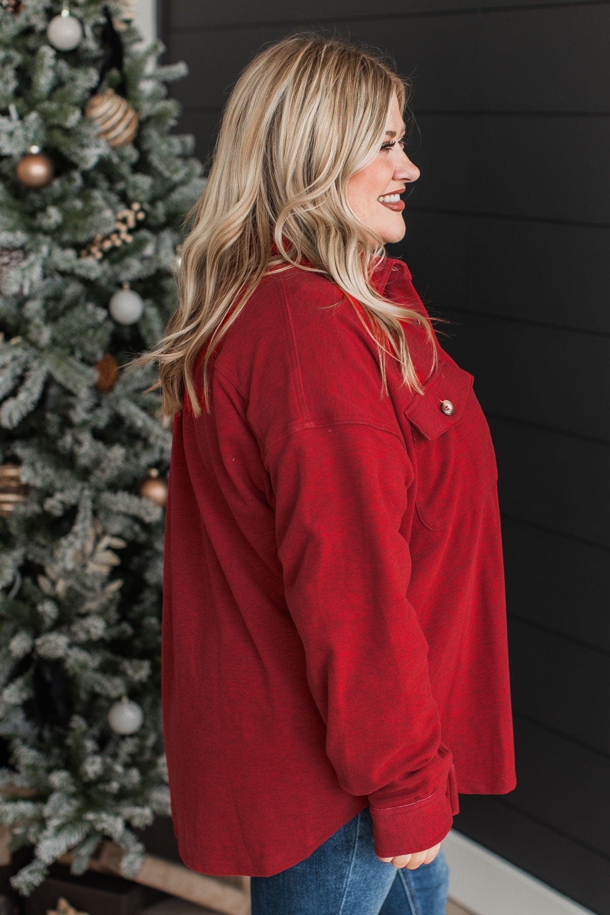 Typical Feelings Knit Button Top- Red