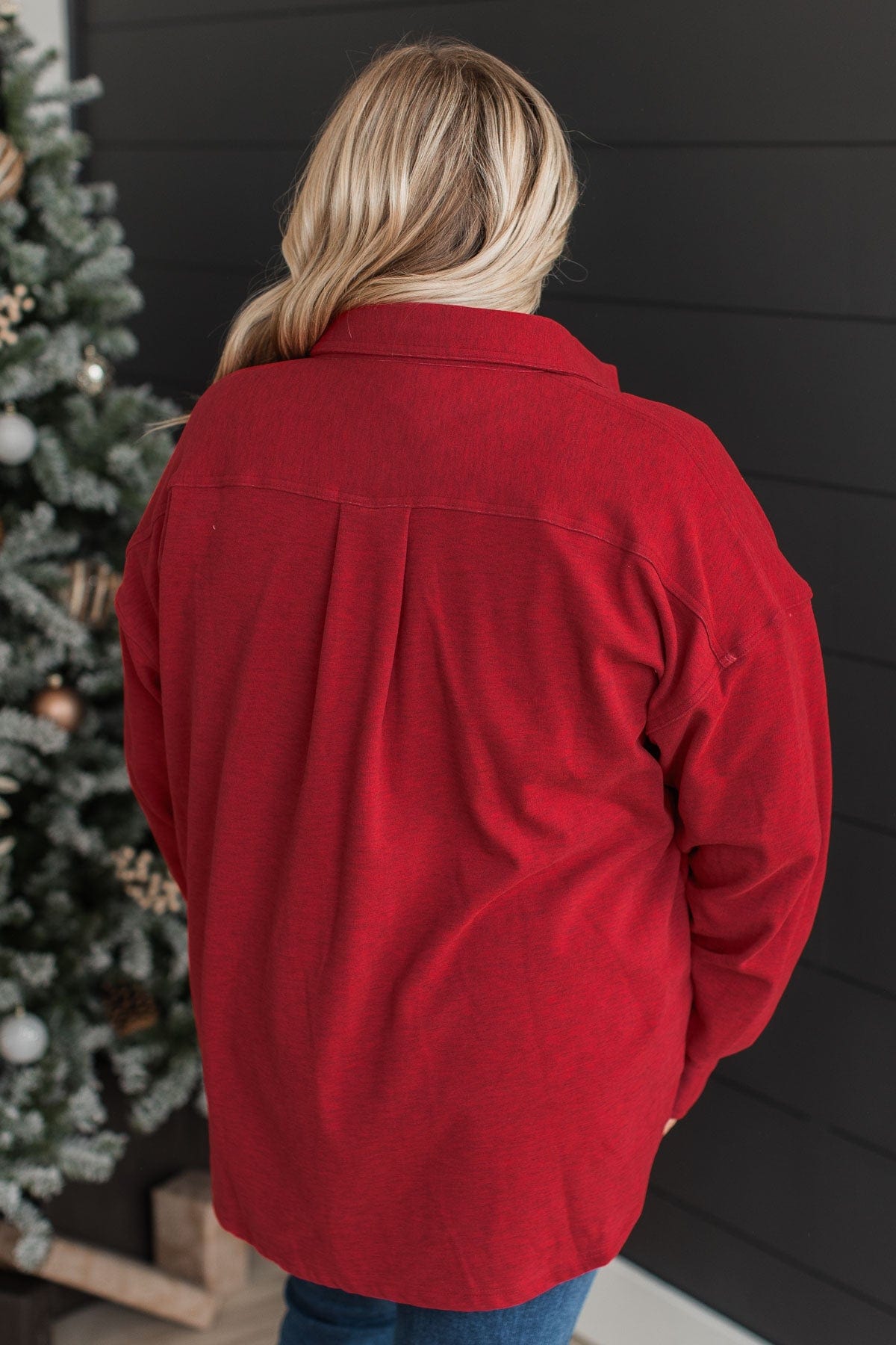 Typical Feelings Knit Button Top- Red