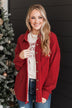 Typical Feelings Knit Button Top- Red