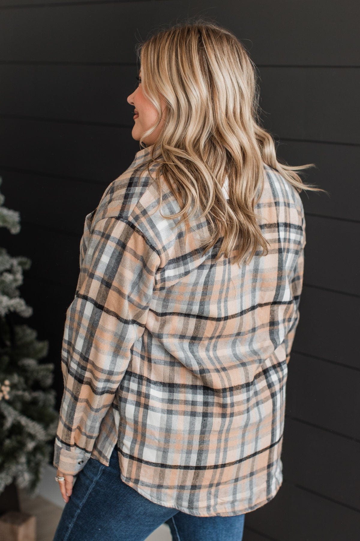 Warm In Winter Plaid Jacket- Taupe & Grey