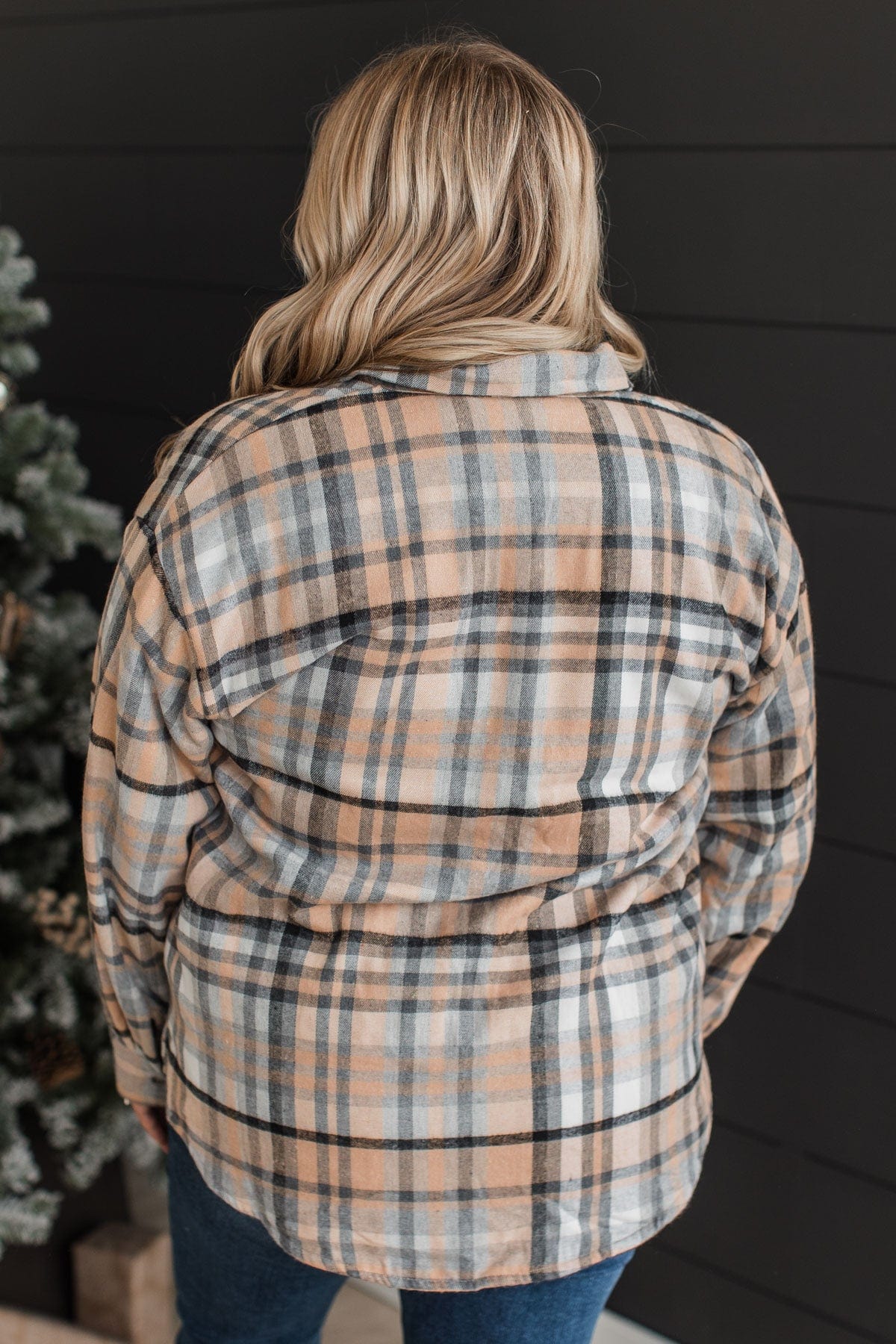 Warm In Winter Plaid Jacket- Taupe & Grey