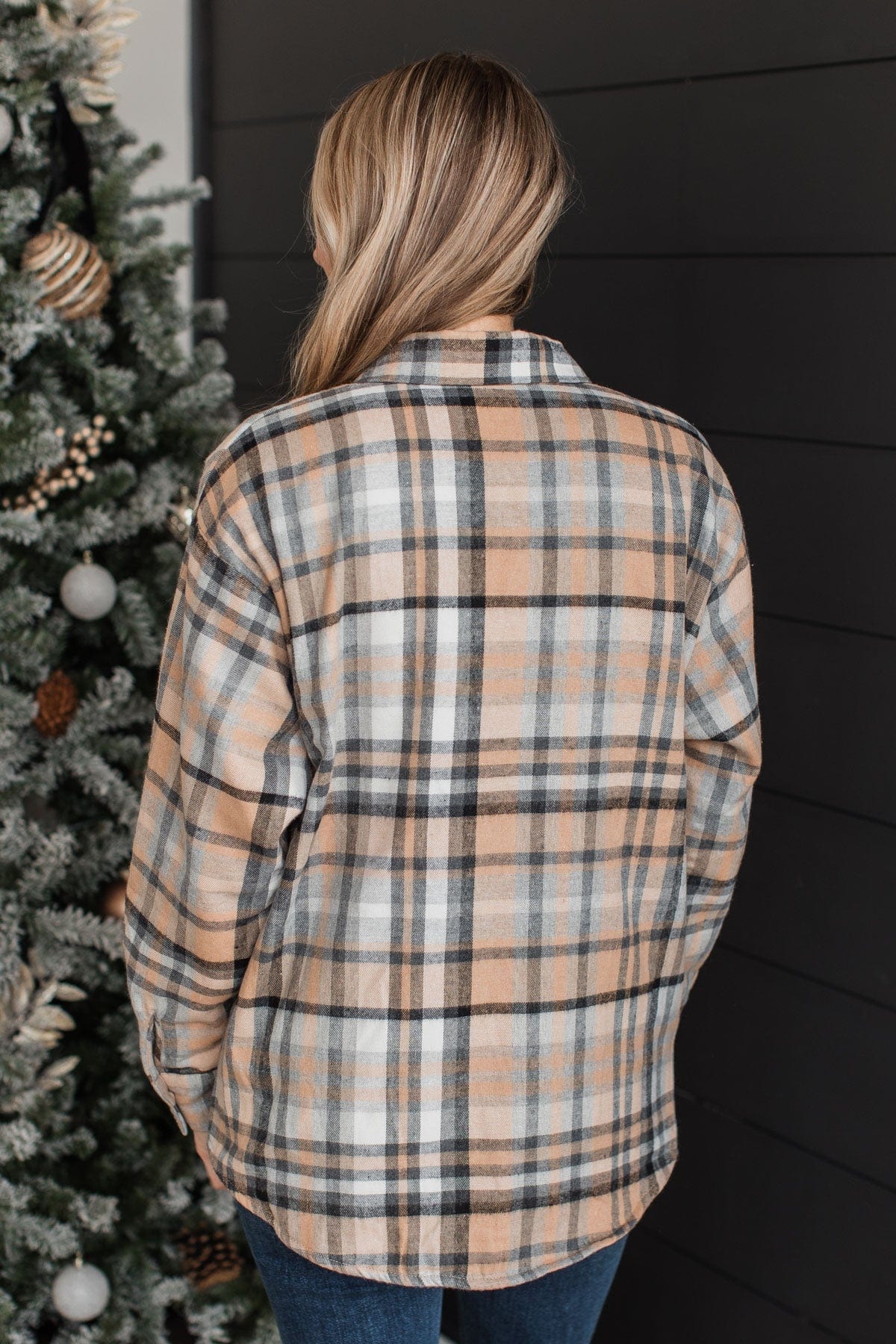 Warm In Winter Plaid Jacket- Taupe & Grey