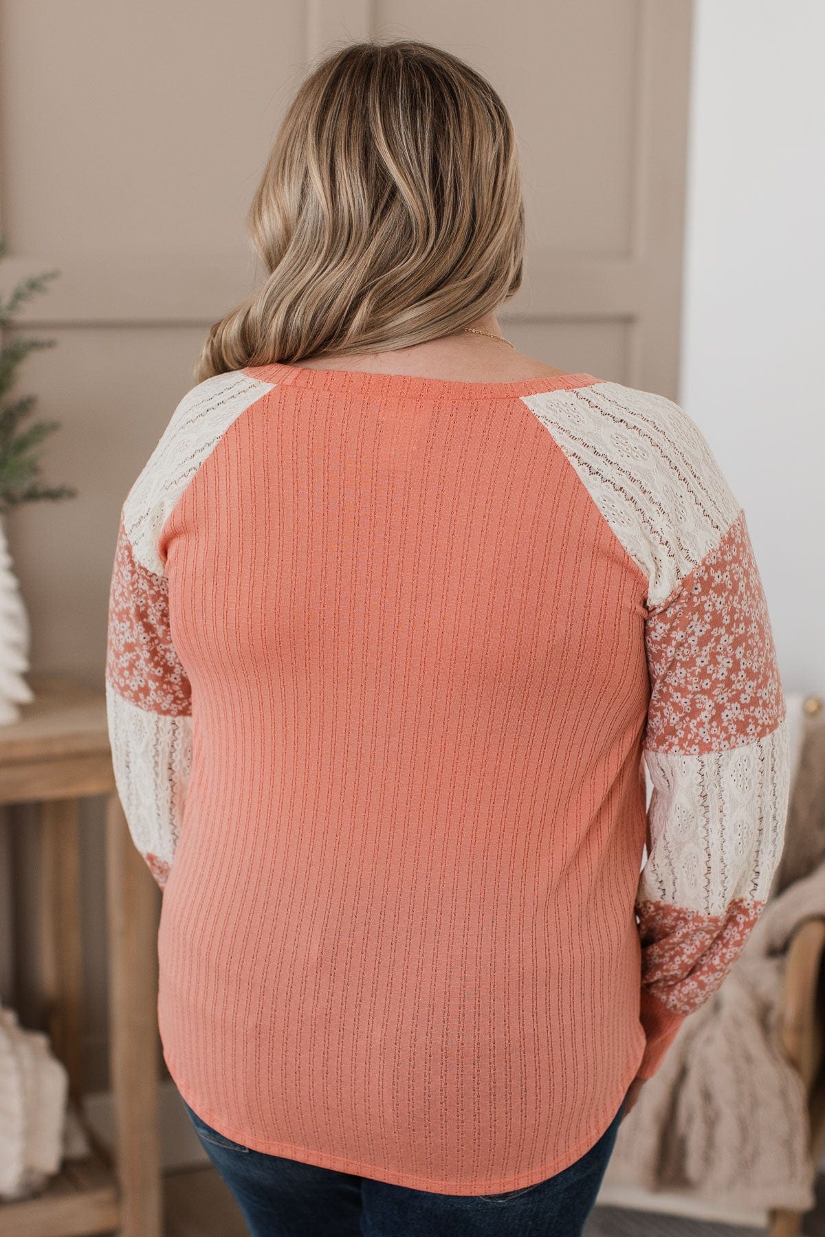 Pure Joy Color Block Knit Top Coral Ivory The Pulse Boutique