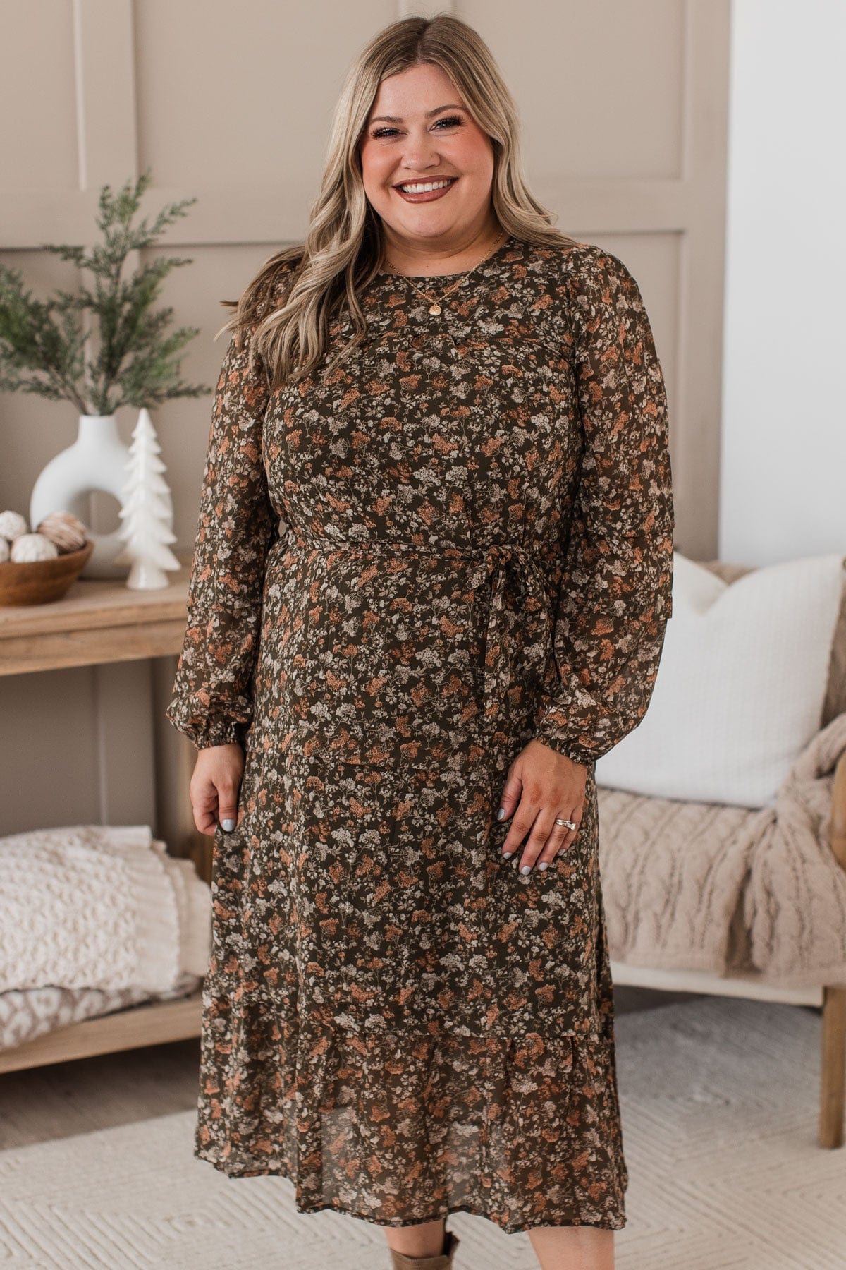 Perfect Prairies Floral Maxi Dress- Olive