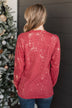 "Joy To The World" Bleached Graphic Top- Red