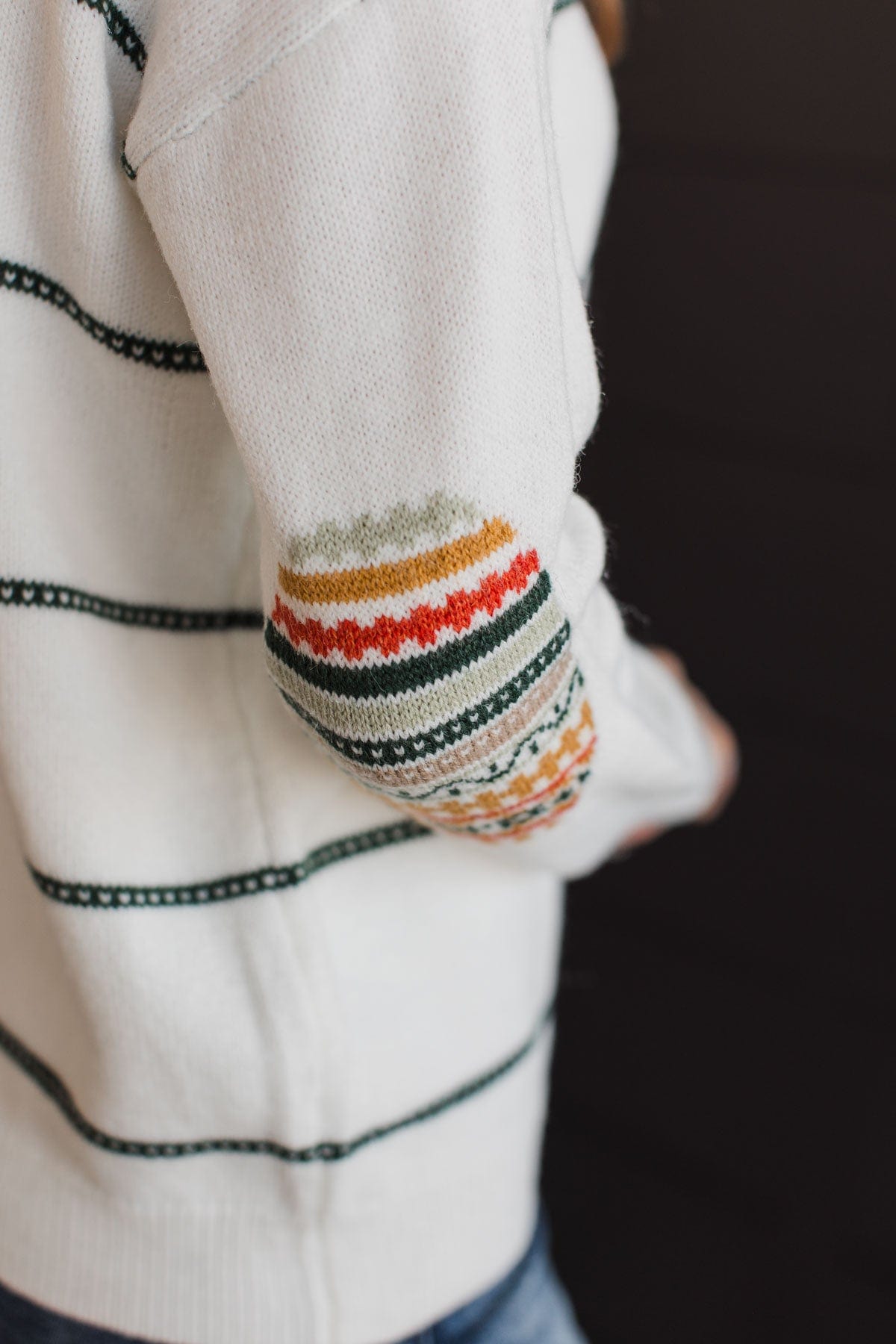 Heartfelt Love Knit Sweater- Ivory & Forest Green