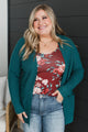 Gaze Upon Me Open Front Knit Cardigan- Teal