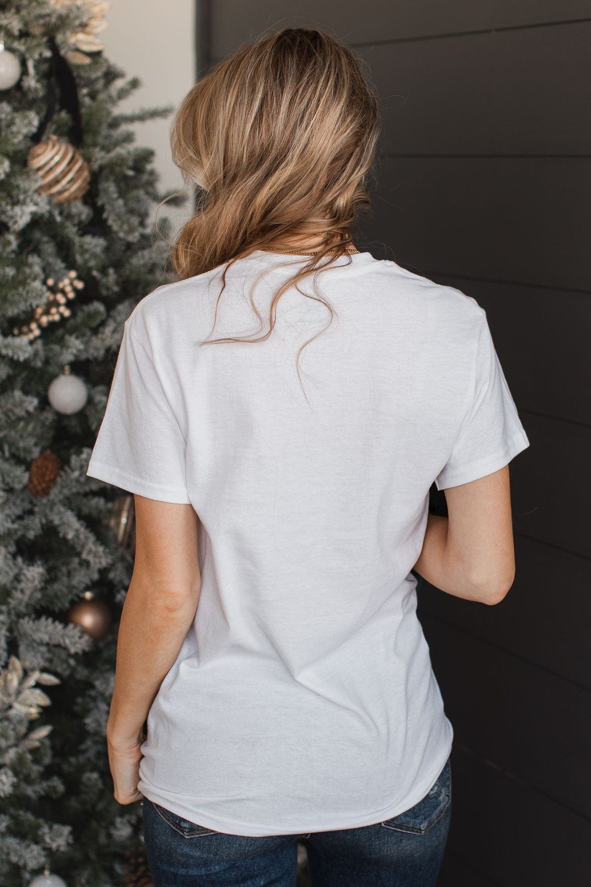 "Merry Christmas" Stacked Graphic Top- White