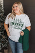 "Merry Christmas" Stacked Graphic Top- White